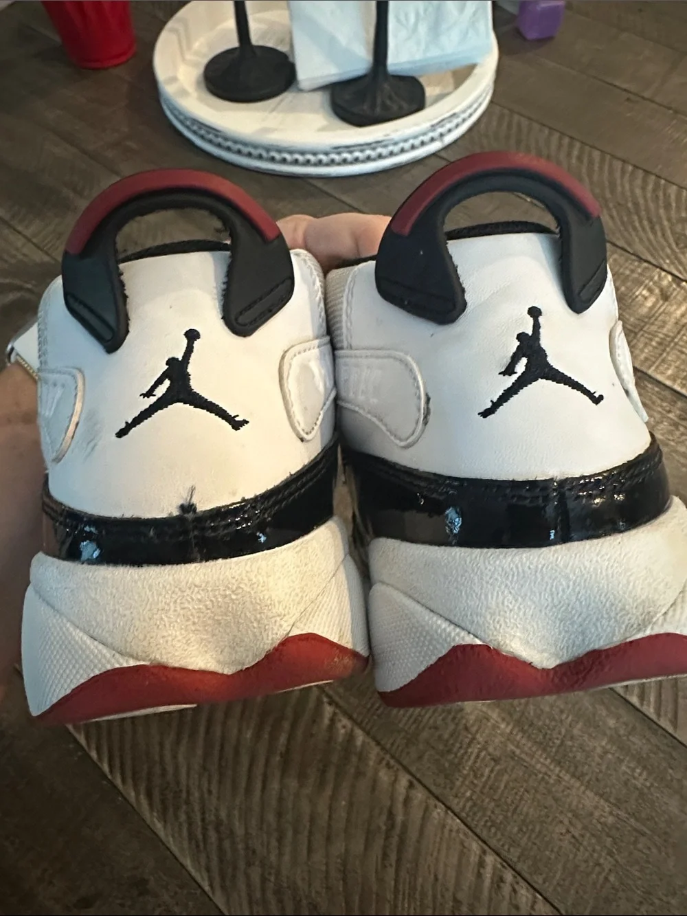 Jordan Kids Black White Red Retro Basketball Sneakers
